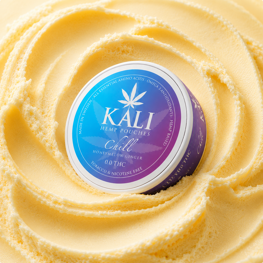 Nikotinfritt snus – KALI Chill Hemp Pouches | Honungs Melon Ingefära